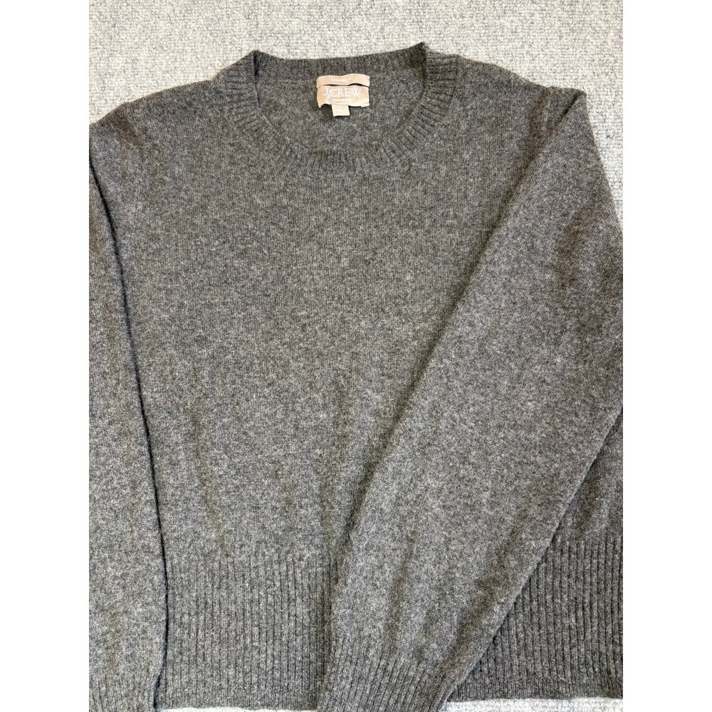 J.Crew Womens Gray 100% Cashmere Cropped Fit Crewneck Sweater Large